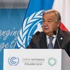 Le Secrétaire général de l'ONU, António Guterres, à l'ouverture de la Conférence des Nations Unies sur le climat à Katowice, en Pologne.