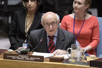 Judge Theodor Meron, President of the International Residual Mechanism for Criminal Tribunals, briefs the Security Council.