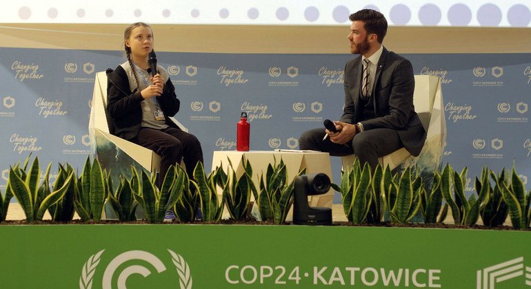 Greta Thunberg, de 15 años, es una activista sueca que comparte su visión juvenil en la COP24.