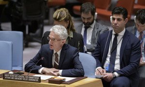 Mark Lowcock, Under-Secretary-General for Humanitarian Affairs and Emergency Relief Coordinator, briefs the Security Council on Syria (file).