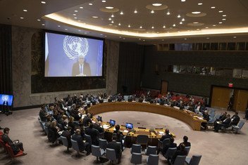 El enviado especial del Secretario General para Yemen, Martin Griffiths, informa al Consejo de Seguridad por videoconferencia el 14 de diciembre de 2018
