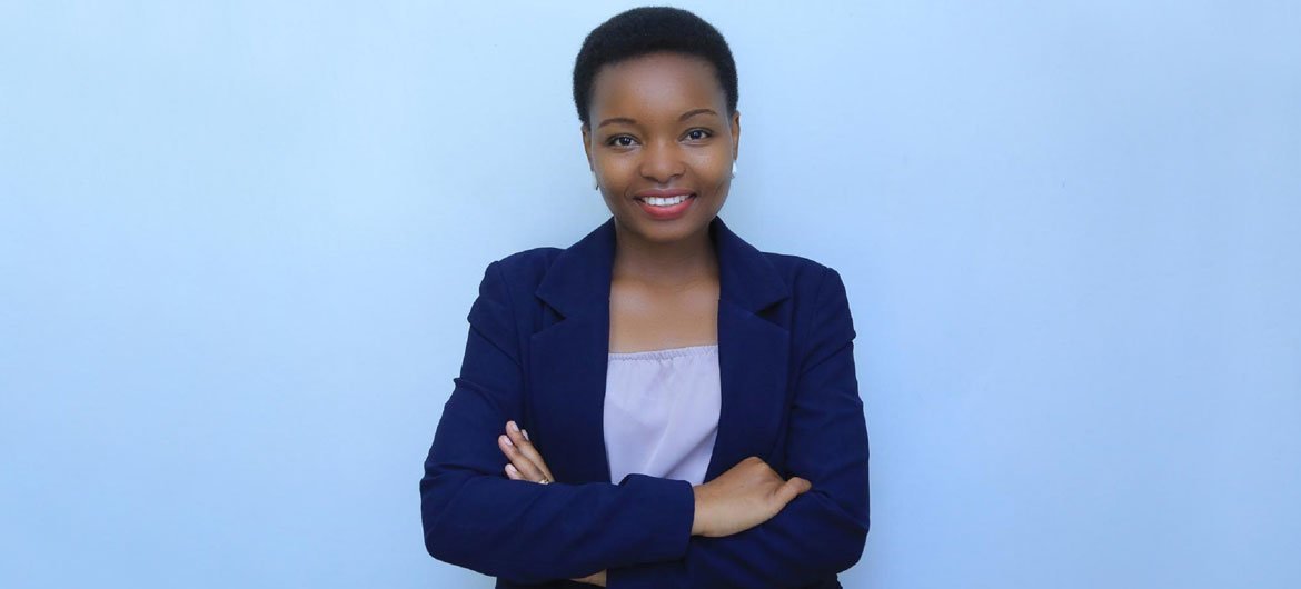 Rebeca Gyumi kutoka Tanzania, mwanaharakati wa haki za wanawake na wasichana na mshindi wa tuzo ya Umoja wa Mataifa ya haki za binadamu 2018.
