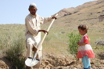Khair (left) is the father of seven children, who is no longer able to feed them. The drought has destroyed his land in Daykundi Province, Afghanistan; and this year he harvested nothing. (June 2018)