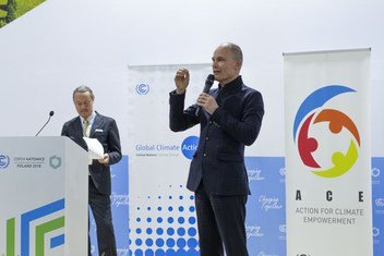 Bertrand Piccard, fondateur de Solar Impulse, prend la parole lors de la Conférence de l’ONU sur le climat (COP24) à Katowice, en Pologne.