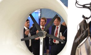 A new generation wind power turbine on display at the Austrian pavilion at COP24.  
