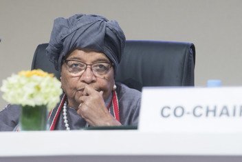Ellen Johnson Sirleaf, chair of the High-Level Panel on International Migration in Africa, at the Global Compact for Migration Conference in Marrakesh, Morocco. 