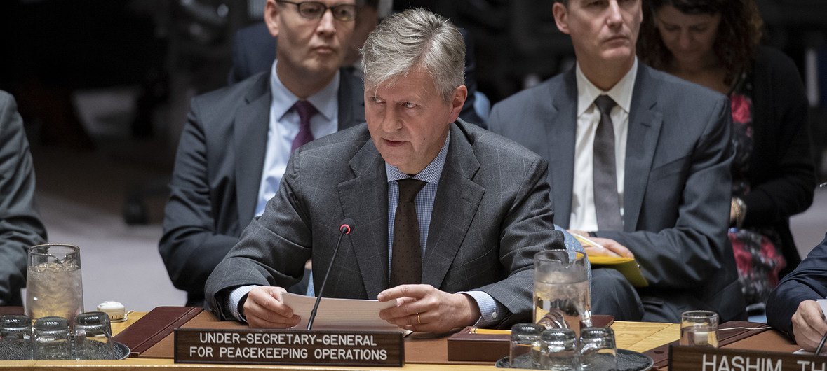 Jean-Pierre Lacroix, Under-Secretary-General for Peacekeeping Operations, briefs the Security Council, 17 December 2018.