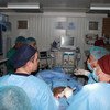 A team of surgeons in Al Jumhori Hospital in West Mosul, Ninewa Governorate, running the first laparoscopic surgery in the hospital. (December 2018)