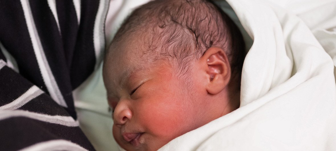 Baby girl who was born at the stroke of midnight 2019, on 1 January in Fiji. Losena was one of two mothers who gave birth between 12.00 am and 12.01 am at the Colonial war memorial hospital, Suva Fiji.