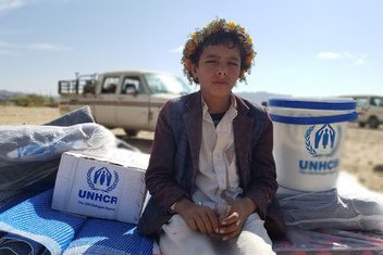 Moheeb, de 8 anos, teve de fugir de sua casa e é agora um dos 2 milhões de pessoas deslocadas internamente no Iémen.