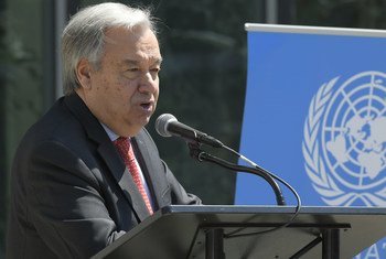 Secretary-General António Guterres delivers remarks on International Labour Day.