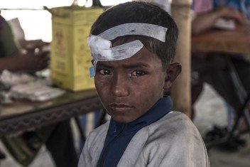 6 year old Rohingya refugee, Yasin, rests after arriving at a registration center for newly arrived Rohingya Refugees in Teknaf, Bangladesh, on 6 February 2018.  His father says that they fled to Bangladesh after soldiers in Myanmar came to their house an