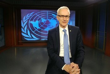 Jürgen Stock, INTERPOL Secretary General, speaks to UN News, November 2018.