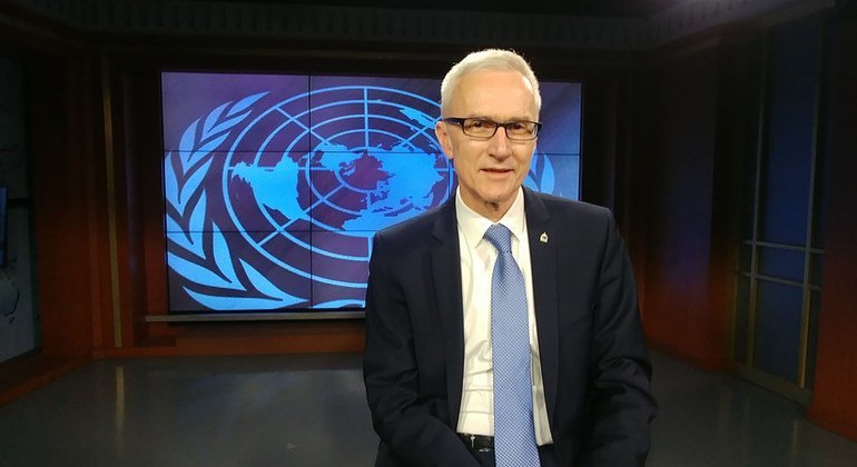Jürgen Stock, INTERPOL Secretary General, speaks to UN News, November 2018.