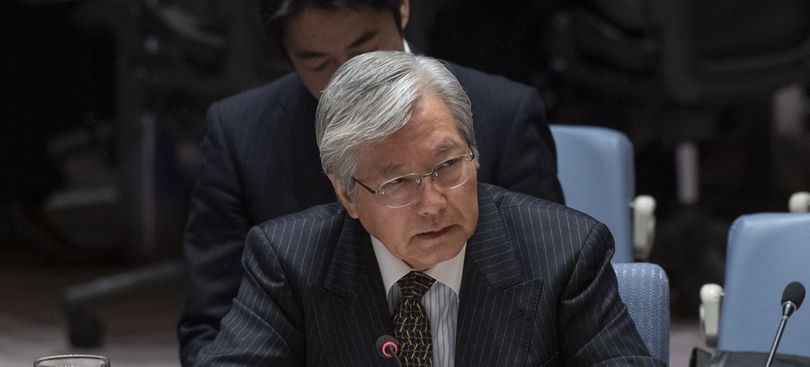 تاداميتشي ياماموتو رئيس بعثة الأمم المتحدة لتقديم المساعدة في أفغانستان يلقي إحاطة أمام مجلس الأمن.