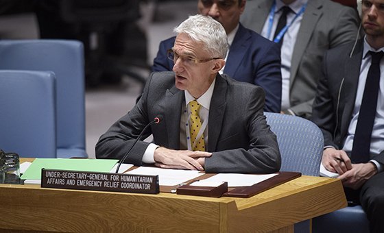 Mark Lowcock, Under-Secretary-General for Humanitarian Affairs and Emergency Relief Coordinator, briefs the Security Council on the situation in Yemen. 9 January 2019.