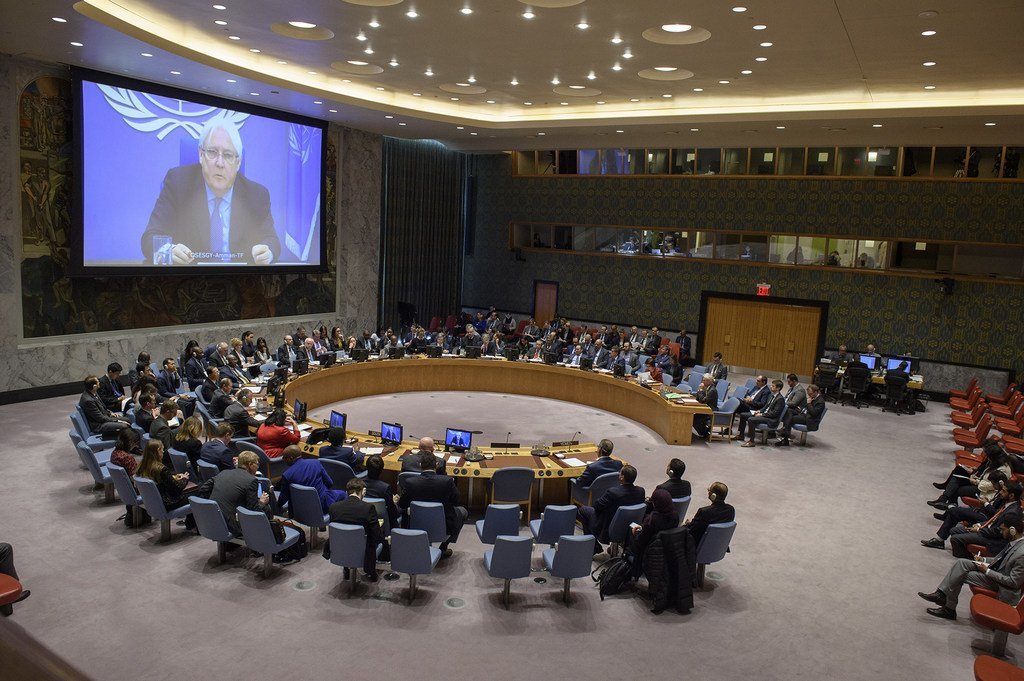 مجلس الأمن يستمع إلى إحاطة مارتن غريفيثس المبعوث الدولي الخاص لليمن