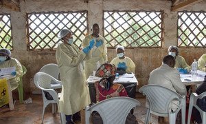 A World Health Organization (WHO) Ebola vaccination team works in Butembo in the Democratic Republic of the Congo in January 2019.