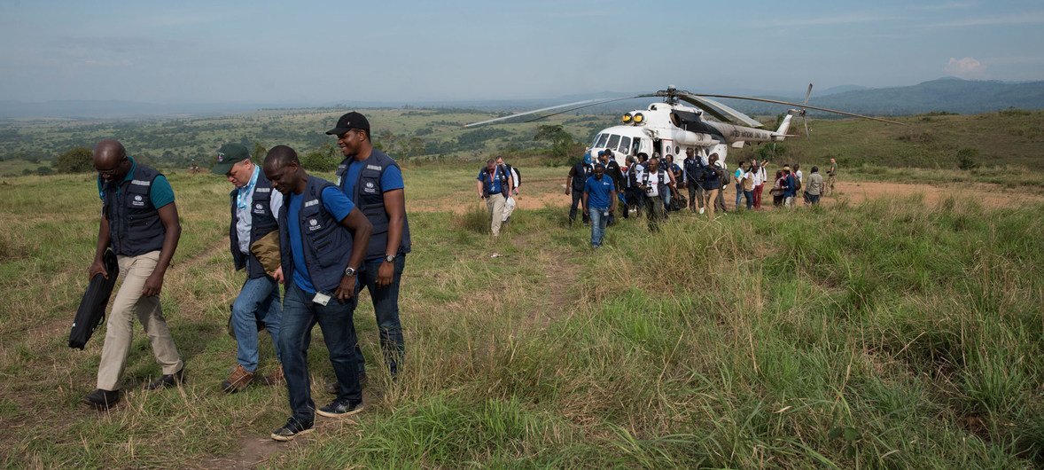 World Health Organization (WHO) Ebola response staff arrive in Komanda in Ituri province, in the east of the Democratic Republic of the Congo, in January 2019. 