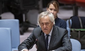 Nicholas Haysom, Special Representative of the Secretary-General for Somalia briefs the Security Council meeting on the situation in Somalia, on 3 January 2019.