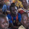 Des enfants centrafricains déplacés par les violences suivent un cours dans une salle de classe situé sur un site de la MINUSCA. (archives)
