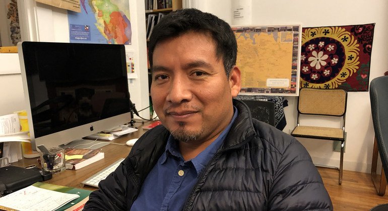 Maximiliano Bazan, a Mextec language speaker, originally from Guerrero, Mexico, at the Endangered Language Alliance office in New York.