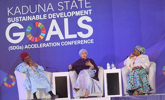 United Nations Deputy Secretary-General Amina Mohammed (center) at the Kaduna State Sustainable Developmen Goals (SDG) Acceleration Conference on 22 January, 2019.