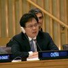 中国常驻联合国代表团参赞傅道鹏在联大第五委员会上发言。