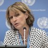 La Rapporteure spéciale sur les exécutions extra-judiciaires et sommaires, Agnès Callamard, lors d'une conférence de presse à l'ONU (archives).