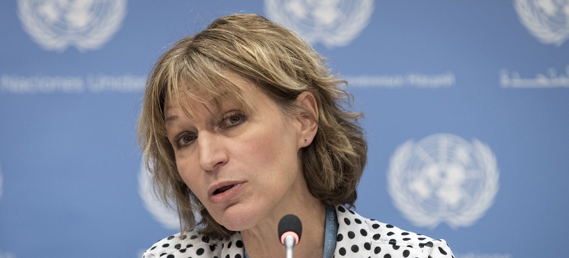 Press Briefing by Ms. Agnes Callamard, Special Rapporteur on extrajudicial, summary or arbitrary executions. She tweeted that the explusion of Julian Assange from the Ecuadorian Embassy in London exposed him to "risks of serious human rights violations".