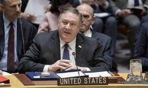 Mike Pompeo, Secretary of State of the United States of America, addressing a Security Council meeting on the situation in Venezuela.