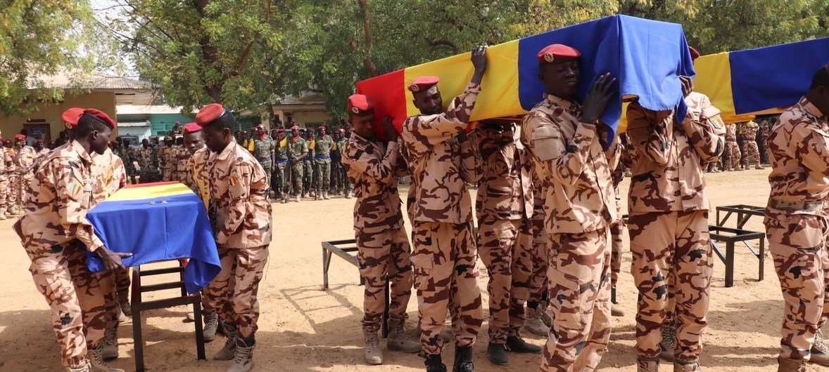 Tribute ceremony in N'Djamena for the 10 Chadian peacekeepers who were killed on 20 January in a terrorist attack in northern Mali.