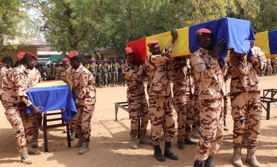 Cerimônia em homenagem aos 10 soldados da paz do Chade que foram mortos em 20 de janeiro em um ataque terrorista no norte do Mali.