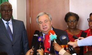UN Secretary-General speaks to the media in Addis Ababa, Ethiopia, following a meeting with the Chairperson of the African Union Commission. 9 February, 2019.