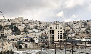 Palestinian houses and Israeli settlements in H2 area in Hebron, West Bank.