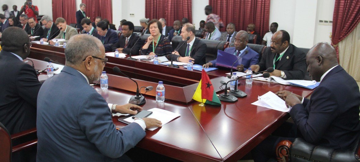 O primeiro-ministro da Guiné-Bissau no encontro com os membros do Conselho de Segurança em Bissau.