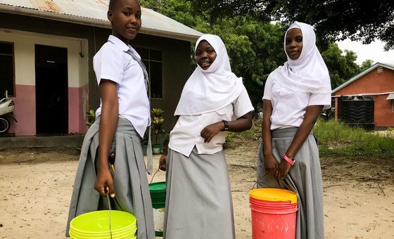 Students atTanzania's  Bagamoyo secondary school now have more time to study and less days off sick thanks to a UN Environment-supported rainwater harvesting system.