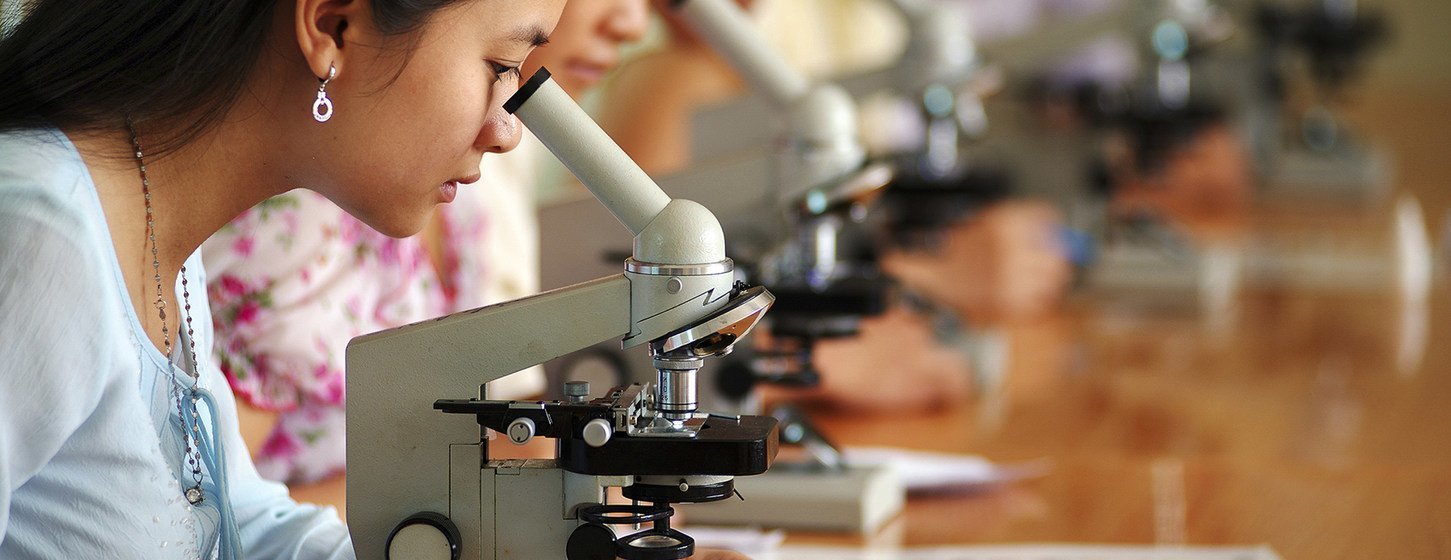 Girls studying science in Viet Nam. Globally, while more girls are attending school than before, girls are significantly under-represented in STEM subjects in many settings and they appear to lose interest in STEM subjects as they reach adolescence.