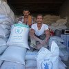 储存在也门塔伊兹省一个仓库的谷物。位于荷台达的储存着世界粮食计划署粮食的红海磨坊已经超过五个月无法进入，并且存在腐坏的风险。