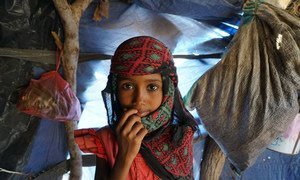 Child at Al Rebat camp where around 60 displaced families live having fled conflict zones in Taiz and Al Hudaydah, Yemen (November 2018).