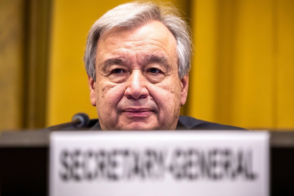 联合国秘书长古特雷斯25日在日内瓦举行的裁军谈判会议上致辞。
