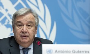  Le Secrétaire général de l'ONU, António Guterres, lors d'une conférence de presse à Genève (archive)