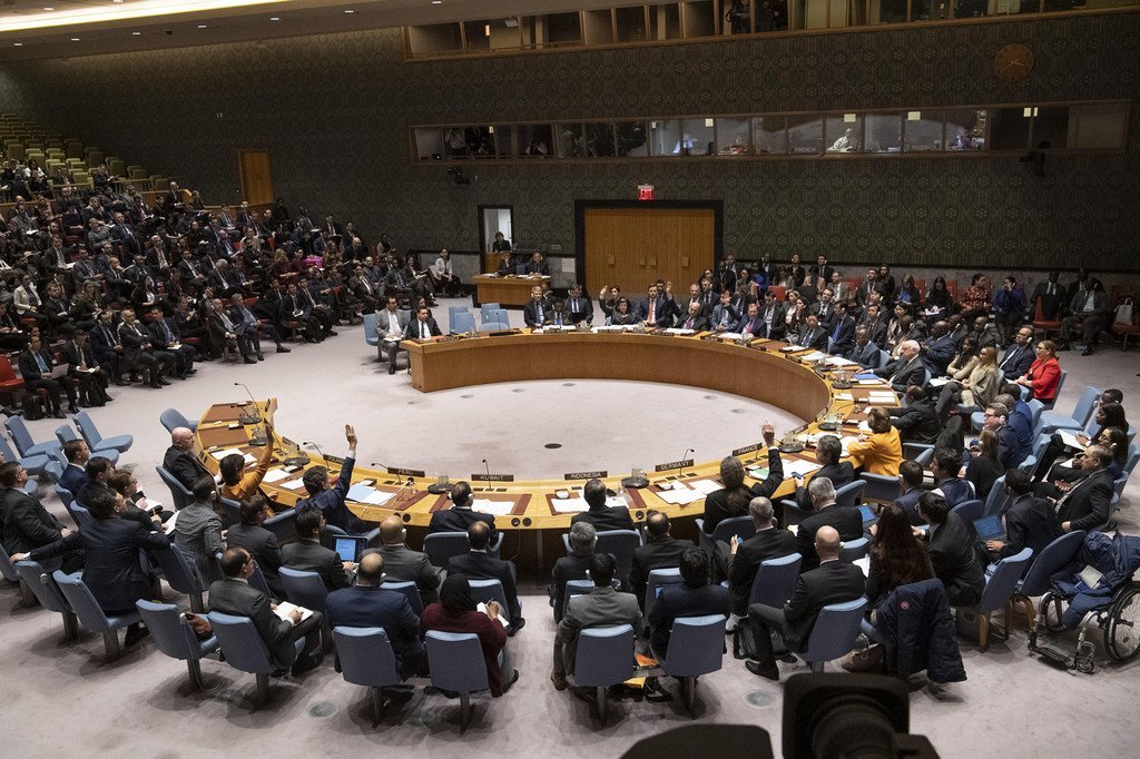  Vue d'ensemble du Conseil de sécurité alors que les membres votent sur un projet de résolution relatif à la situation en République bolivarienne du Venezuela.