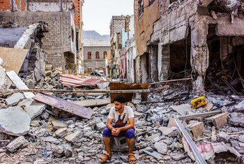 The port city of Aden in Yemen has been heavily bombed during the civil conflict, 2015.
