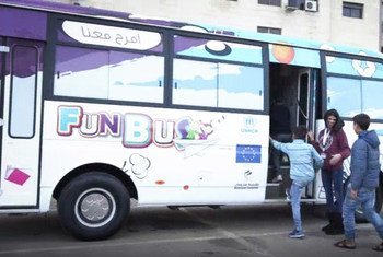 Fun Bus é uma iniciativa do Acnur com a União Europeia e a Fundação Makhzoumi