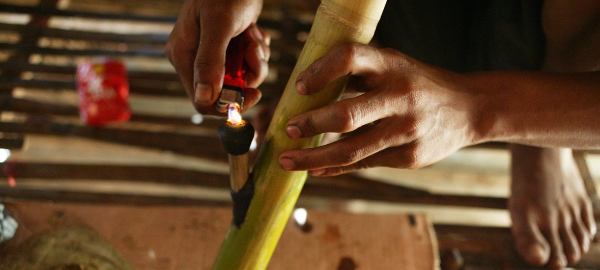 In Cambodia, cannabis is often laced with heroin and smoked by addicts. (file 2014)