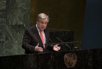 Secretário-geral das Nações Unidas falando na abertura da 63ª Sessão da Comissão sobre o Status da Mulher na sede da ONU em Nova Iorque.
