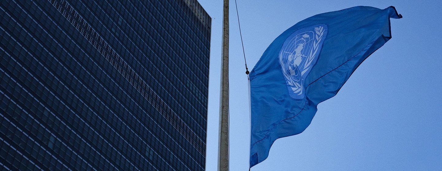 The United Nations flag flies at half-mast at UN Headquarters in New York in memory of the people who died in an Ethiopian Airlines crash accident in Ethiopia on 10 March 2019. 