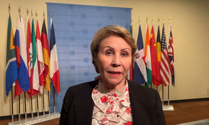 السيدة نزيهة العبيدي وزيرة المرأة والأسرة والطفولة وكبار السن في تونس، خلال حوار مع اخبار الأمم المتحدة.