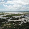 Vista aérea de Tengani, Nsanje, Malawi, inundada tras las lluevias incesantes caídas del 5 al 9 de marzo de 2019